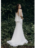 Ivory Chiffon Sequin V Back Wedding Dress